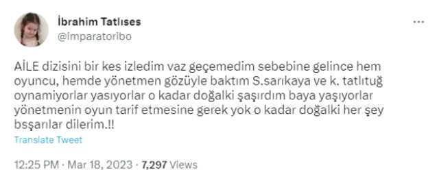 İbrahim Tatlıses'ten Aile dizisinin başrollerine övgü: Oynamıyorlar, yaşıyorlar
