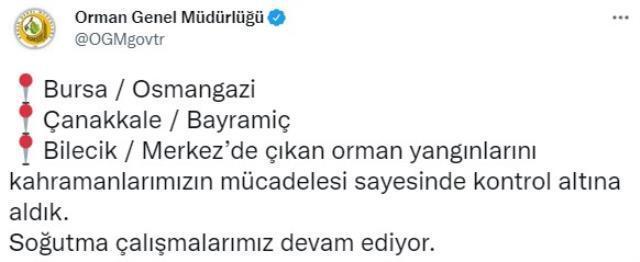 Kabus geri döndü! Bursa, Çanakkale ve Bilecik'te çıkan orman yangınları kontrol altına alındı