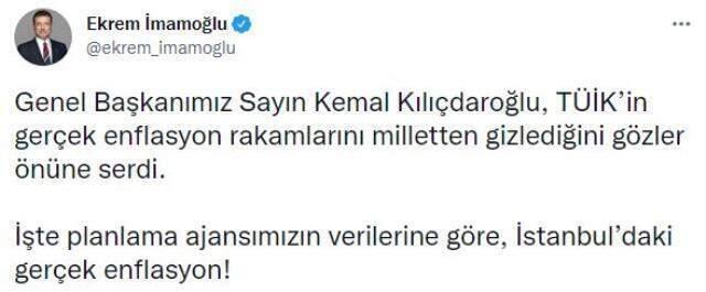 Ekrem İmamoğlu, 'İşte İstanbul'daki gerçek enflasyon' diyerek rakamları paylaştı