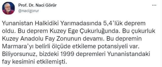 Ege'deki deprem sonrası Naci Görür'den korkutan uyarı: Marmara'yı etkileyebilir