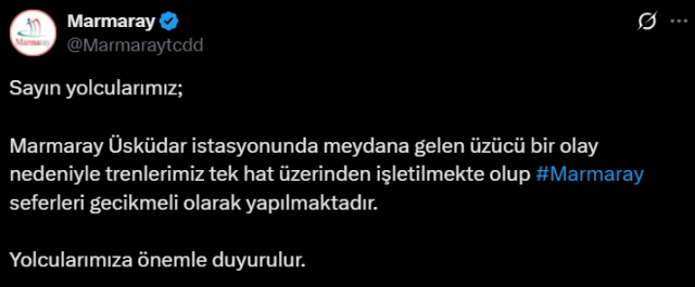 Marmaray Üsküdar intiharı! SON DAKİKA! Marmaray seferleri durdu mu?