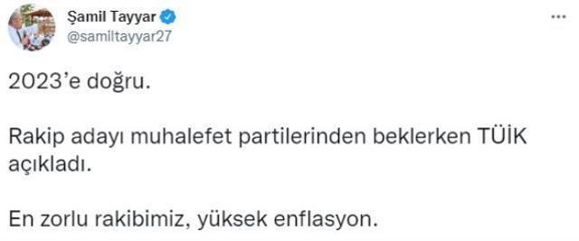 AK Parti'li Şamil Tayyar'dan dikkat çeken 'zorlu rakip' açıklaması: Muhalefetten beklerken TÜİK'ten geldi