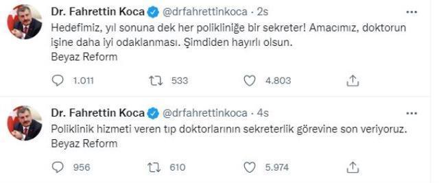 Bakan Koca, yıl sonuna kadar her polikliniğe bir sekreter hedefini tarih vererek duyurdu