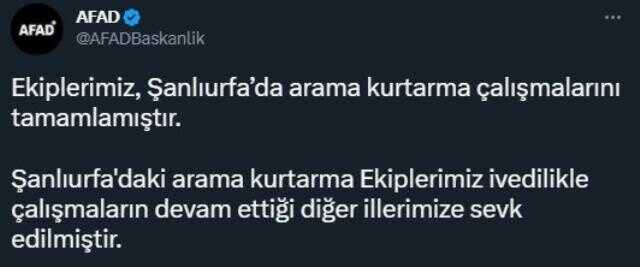 Son Dakika: Şanlıurfa ve Kilis'te arama kurtarma çalışmaları tamamlandı! Ekipler diğer illere sevk ediliyor