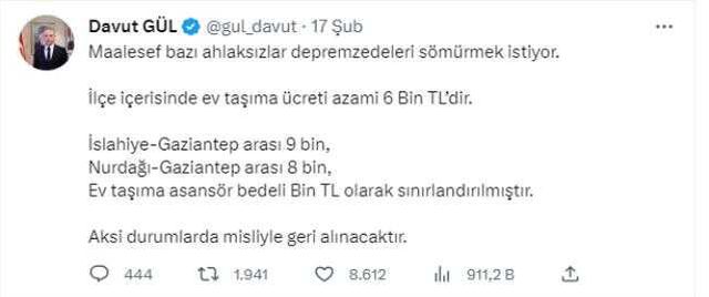 Hatay'da ev taşıma ücretine azami sınır getirildi