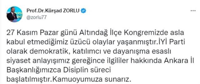 İYİ Parti, Altındağ Kongresi'nde kavgaya karışanlarla ilgili disiplin süreci başlattı