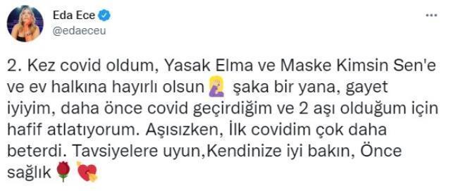 Başarılı oyuncu Eda Ece ikinci kez koronavirüse yakalandı