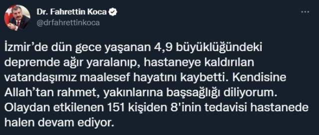 Son Dakika! İzmir Buca'da 4.9'luk depremde yaralanan 1 kişi hayatını kaybetti