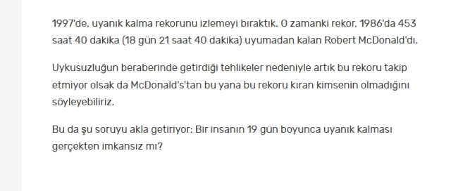 En uzun süre uyanık kalma rekoru kaç gündür?
