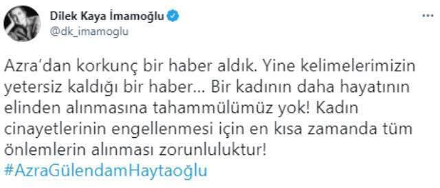 Vahşice öldürülen Azra için Ekrem-Dilek İmamoğlu çiftinden sert tepki: Tahammülümüz yok
