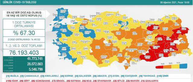 8 Ağustos Pazar Koronavirüs tablosu açıklandı! 8 Ağustos Pazar günü Türkiye'de bugün koronavirüsten kaç kişi öldü, kaç kişi iyileşti?