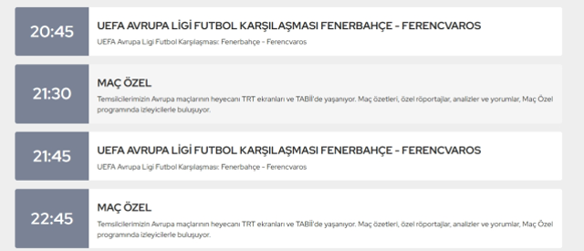 Fenerbahçe maçı TRT 1'de neden yok, Fenerbahçe Ferencvaros maçı kanalı mı değişti?