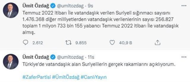 Mustafa Sandal ile AK Partili Tunç arasındaki Suriyeli tartışmasına Ümit Özdağ da dahil oldu