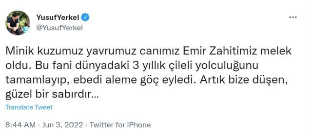 Yusuf Erkel oğlu öldü mü, hastalığı neydi? Erkel'in oğlu (EMİR ZAHİT) kaç yaşındaydı?