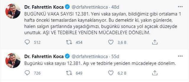 Artan vakalara dikkat çeken Bakan Koca: 1 hafta önceki temaslara dayanıyor
