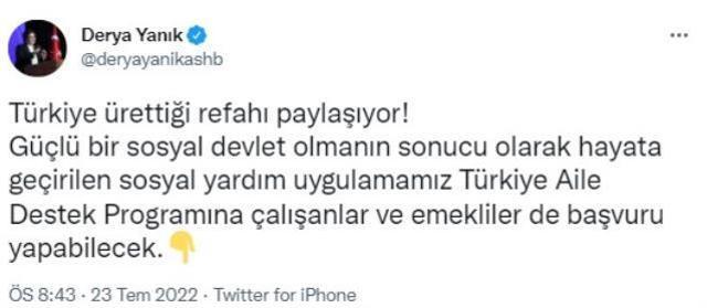 Aile Destek Programı'na çalışanlar ve emekliler de başvurabilecek