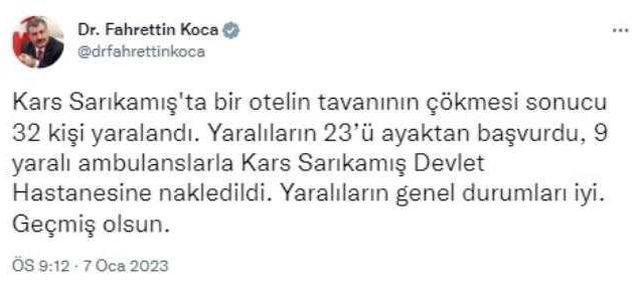 Son Dakika: Kars'ın Sarıkamış ilçesinde bir otelin tavanı çöktü: 32 yaralı