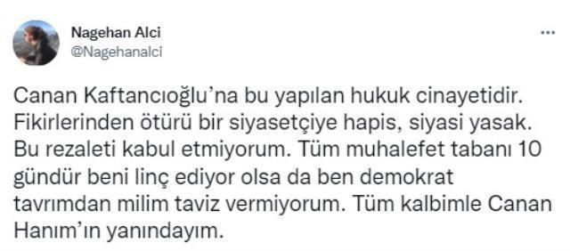 Negahan Alçı'dan şaşırtan sözler! Siyasi yasak getirilen Canan Kaftancıoğlu'na destek verdi
