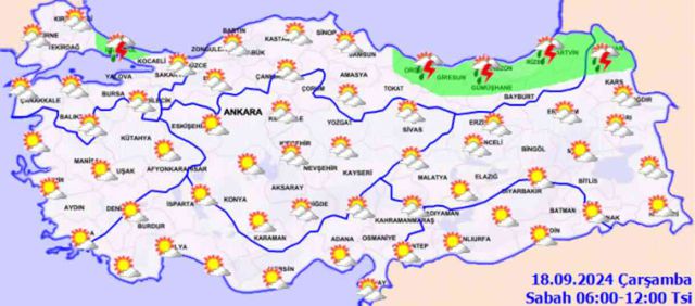 Bugün hava nasıl? 18 Eylül hava durumu! Meteoroloji Genel Müdürlüğü hava durumu tahminleri!