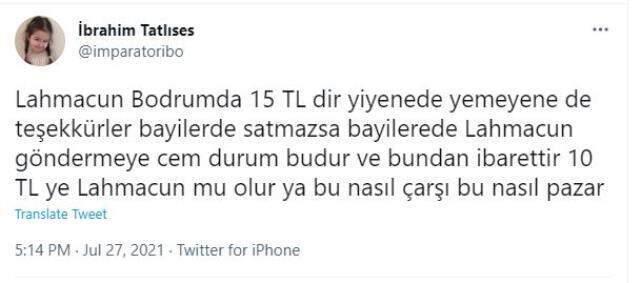 Bodrum'daki lahmacun fiyatı polemiğine İbrahim Tatlıses de dahil oldu: 10 liraya lahmacun mu olur