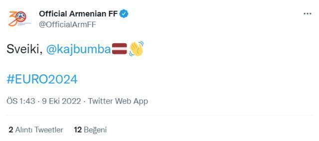 Ermenistan, EURO 2024 elemlerinde aynı gruba düştüğü Türkiye'yi yok saydı