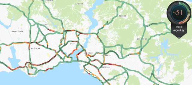 Trafik durumu haritası (CANLI) 20 Haziran İstanbul'da trafik yoğunluğu yüzde kaç?