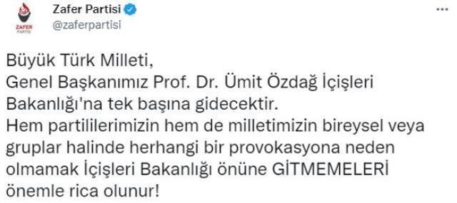 Saat 11.00'de İçişleri'ne gideceğini açıklayan Ümit Özdağ'dan Süleyman Soylu'ya yeni mesaj: Duydum ki barikatlar kurmuşsun