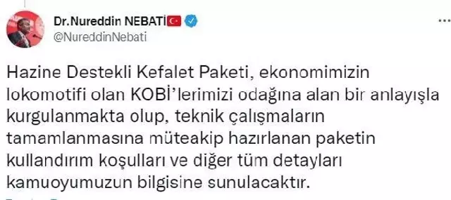 Bakan Nebati müjdeyi verdi! KOBİ'lere yönelik yeni destek paketi geliyor