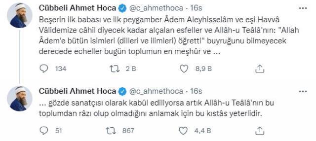 Sezen Aksu'nun tepki çeken 'Hz. Adem ve Hz. Havva' ile ilgili şarkı sözlerine Cübbeli Ahmet'ten sert tepki