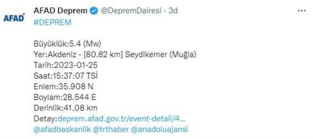 Son Dakika: Muğla'nın Seydikemer ilçesinde 5.4 büyüklüğünde deprem! Sarsıntı çevre illerde de hissedildi