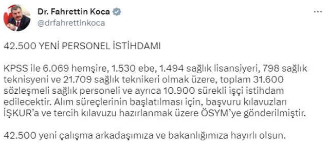 Sağlık Bakanlığı 42 bin 500 personel alacak