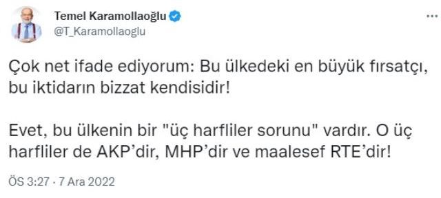 Zincir market tartışmalarına Karamollaoğlu da katıldı: Bu ülkenin üç harfliler sorunu RTE'dir