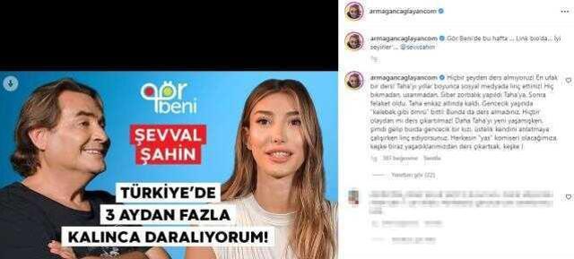 Armağan Çağlayan, Şevval Şahin'e gelen tepkilere Taha Duymaz'ı örnek gösterip tepki gösterdi: Ders almıyorsunuz