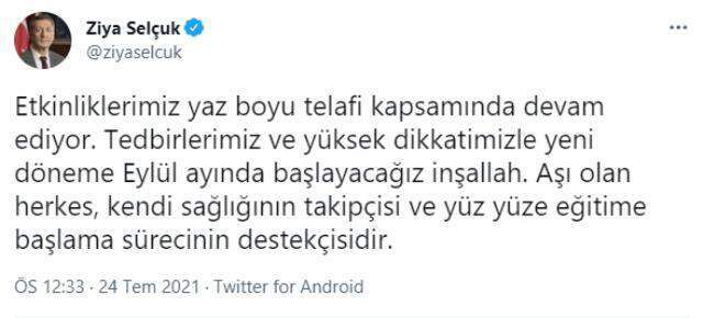 Son Dakika! Milli Eğitim Bakanı Selçuk: Tedbirlerimiz ve yüksek dikkatimizle yüz yüze eğitime Eylül ayında başlayacağız