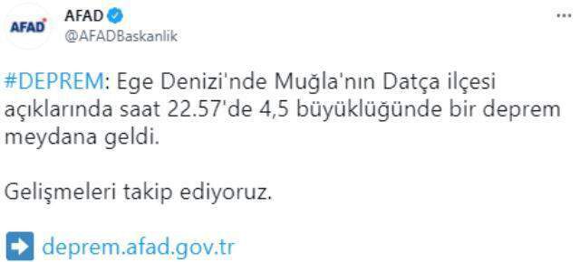 Son Dakika: Muğla'nın Datça ilçesi açıklarında 5.5 büyüklüğünde bir deprem meydana geldi