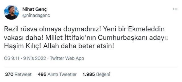 Kılıçdaroğlu, Yavaş, İmamoğlu derken muhalefetin cumhurbaşkanı adayı için ortaya başka bir isim atıldı: Haşim Kılıç