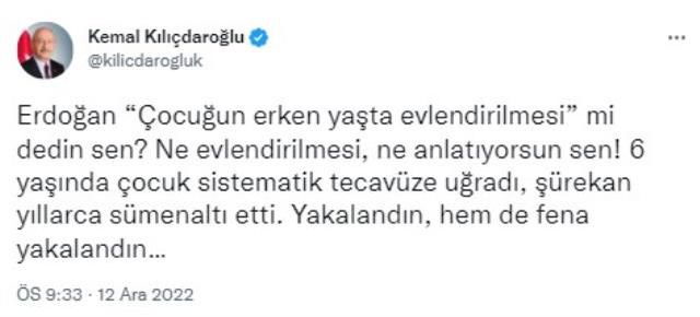 Kılıçdaroğlu'ndan Cumhurbaşkanı Erdoğan'ın 6 yaşındaki çocuğa istismarla ilgili sözlerine jet tepki: Yakalandın, hem de fena yakalandın
