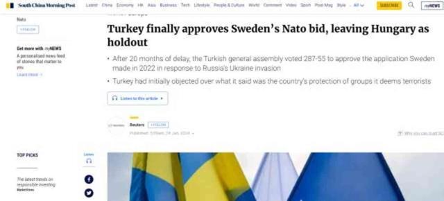 İsveç'in NATO'ya katılımına onay veren TBMM'nin kararı dünya basınında