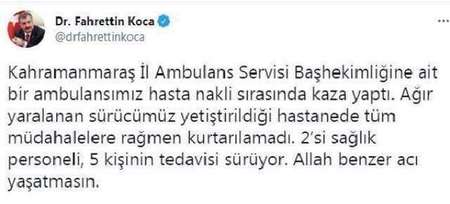 Son dakika haberi | Kahramanmaraş'ta trafik kazası: Ambulans şoförü hayatını kaybetti