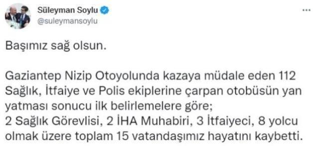 Son Dakika! Gaziantep'te otobüs, itfaiye, ambulans ve canlı yayın aracının karıştığı zincirleme kaza: 16 ölü, 21 yaralı