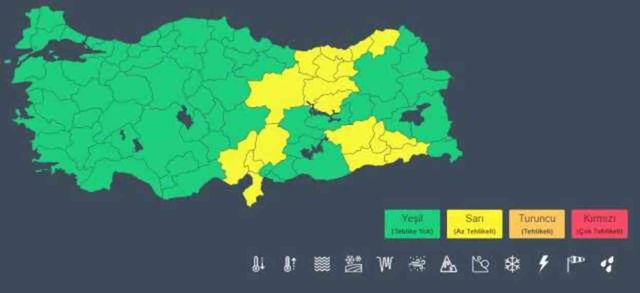 Meteoroloji'den 18 ile sarı kod uyarısı