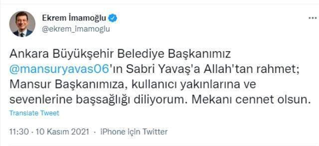 Ankara Büyükşehir Belediye Başkanı Mansur Yavaş'ın kardeşi Sabri Yavaş hayatını kaybetti