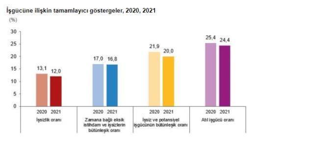 Son Dakika: 2021'de işsiz sayısı 121 bin kişi azalarak 3 milyon 919 bin kişi oldu