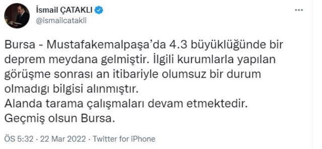 Son Dakika: Bursa'nın Mustafakemalpaşa ilçesinde 4,3 şiddetinde deprem meydana geldi