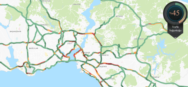 Trafik durumu haritası (CANLI) 19 Mayıs İstanbul'da trafik yoğunluğu yüzde kaç?