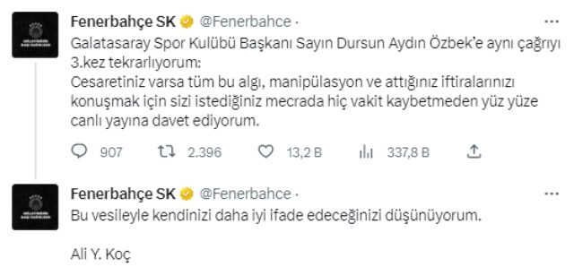 Dursun Özbek konuştuğu sırada Fenerbahçeli yöneticiden olay paylaşım: Denizin öteki tarafında panik büyük