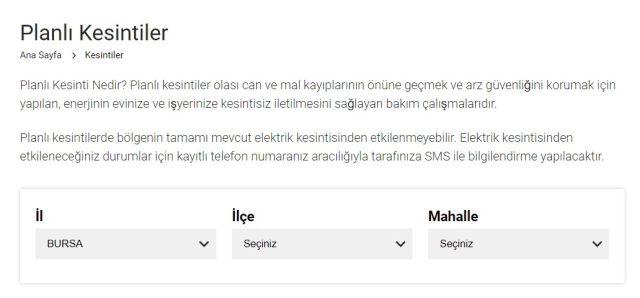 Bursa elektrik kesintisi! 29 Ocak Yıldırım, Nilüfer, İnegöl elektrik kesintisi ne zaman gelecek?