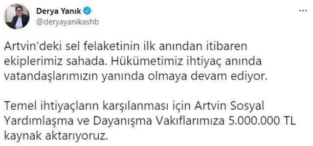Sel felaketinden etkilenen vatandaşlar için 5 milyon TL kaynak aktarımı
