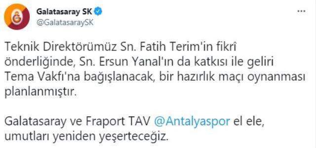 Galatasaray ve Antalyaspor'dan anlamlı maç! Tüm gelir TEMA Vakfı'na bağışlanacak