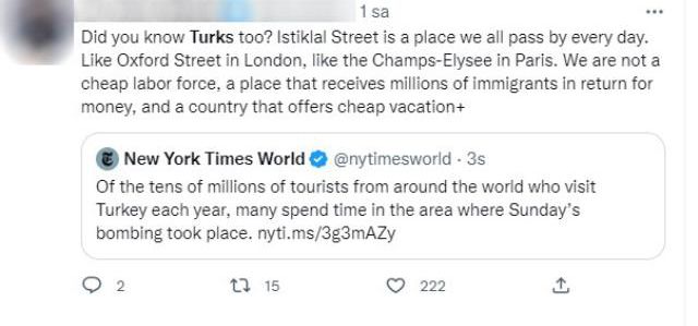 New York Times'ın İstiklal Caddesi'ndeki bombalı saldırının haberini verme şekli tepkilere sebep oldu